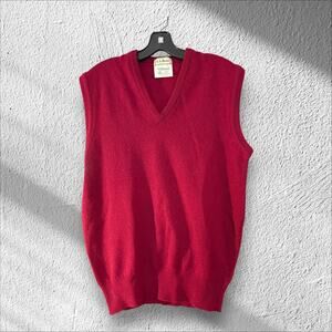 Vintage LL Bean Lambswool Sweater Vest Mens Womans M Maroon Made in England
